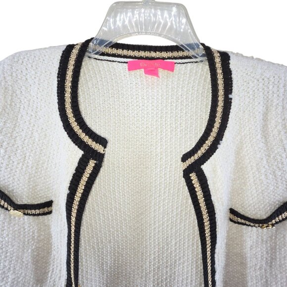Lilly Pulitzer Women's Nalayna Cardigan Knit White, black Gold Size S Classic - Picture 3 of 11